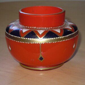 Vintage Art Deco Czech Bohemian Tango Kralik or Loetz Red Glass Posy Vase